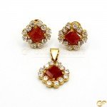 Lovely Ruby Precious Stone Pendant Set