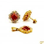 Lovely Ruby Precious Stone Pendant Set