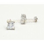 Single Square Cut 18ct White Gold Cubic Zirconia Studs