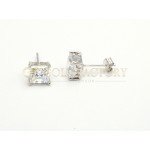 Single Square Cut 18ct White Gold Cubic Zirconia Studs