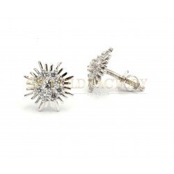 Bedazzling 18ct White Gold Studs with Central CZ Cluster Setting