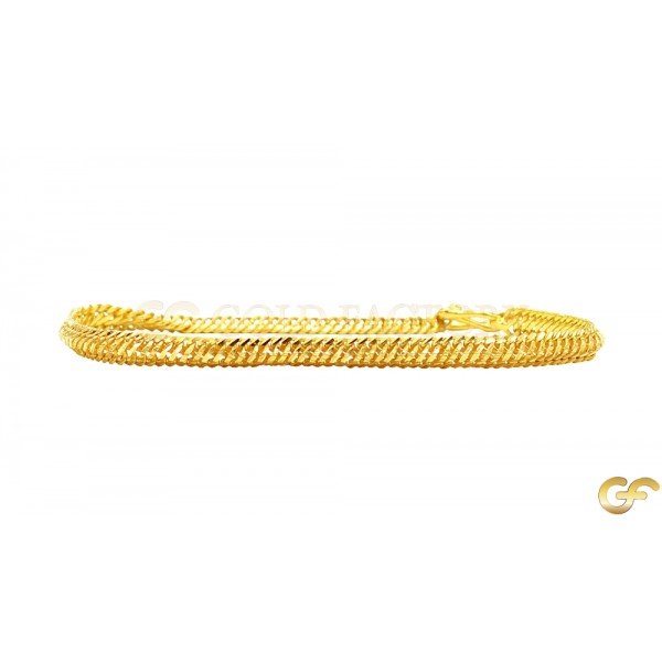 Beautifully Ridged 22ct Yellow Gold Bracelet