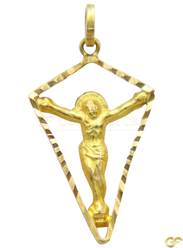 Jesus with Arms Outstretched Pendant with Diamond Shape Border