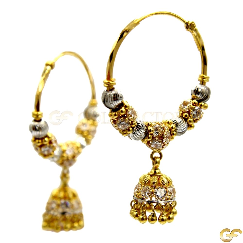 Extravagant Two Toned 22ct Gold Earrings