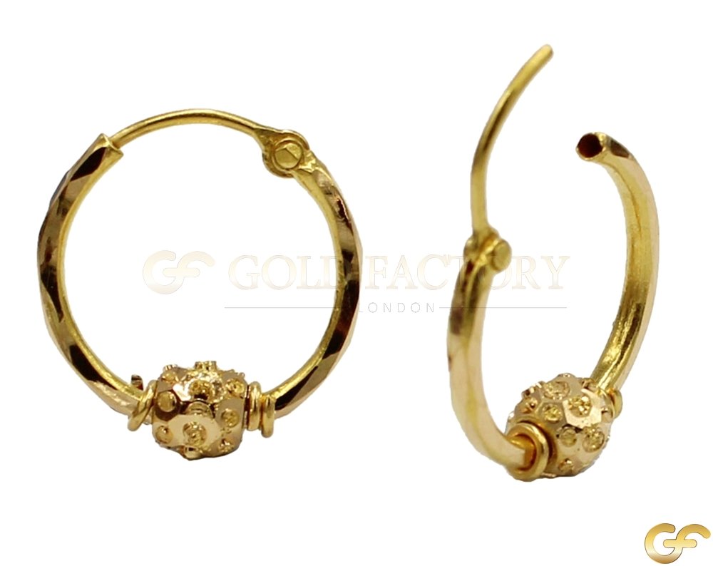 Pretty Hoops with Diamond Cut and Ball Design