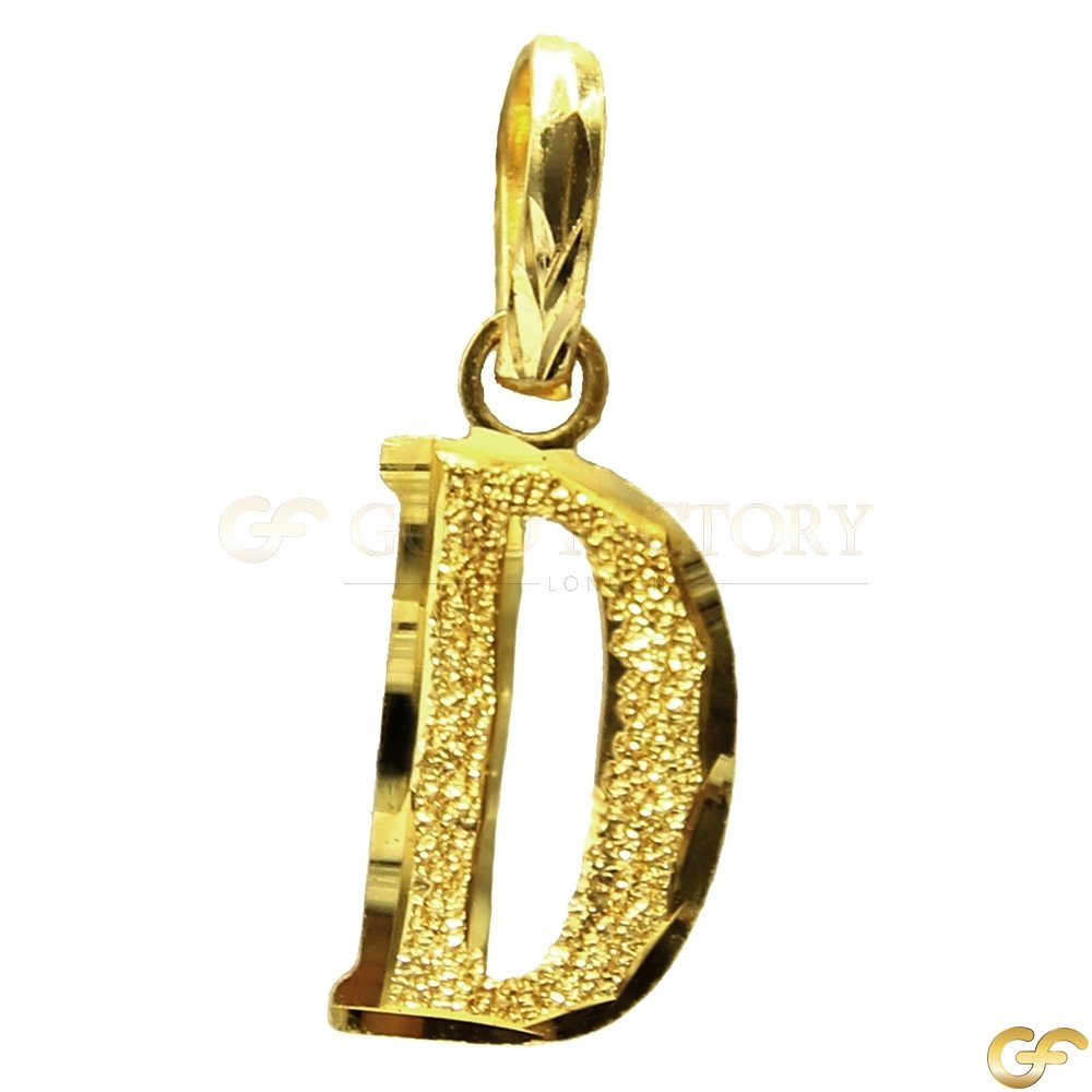 Eye-Catching Sandblast Finish 'D' Initial Pendant