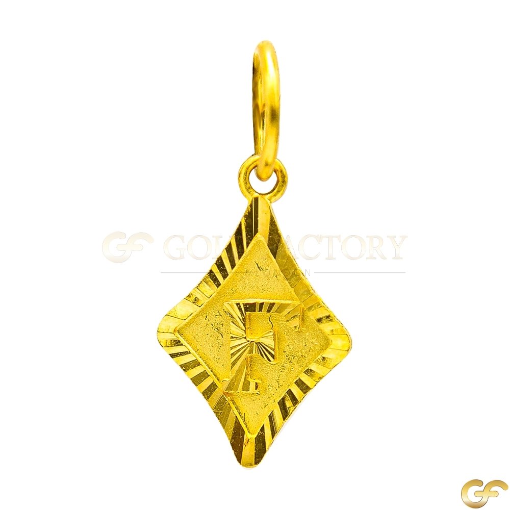 Diamond Shaped 'F' Initial Pendant