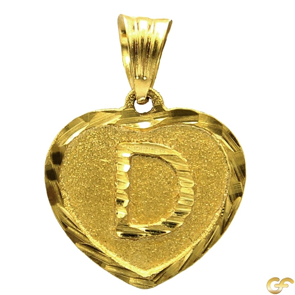 Heart Shaped 'D' Initial Pendant