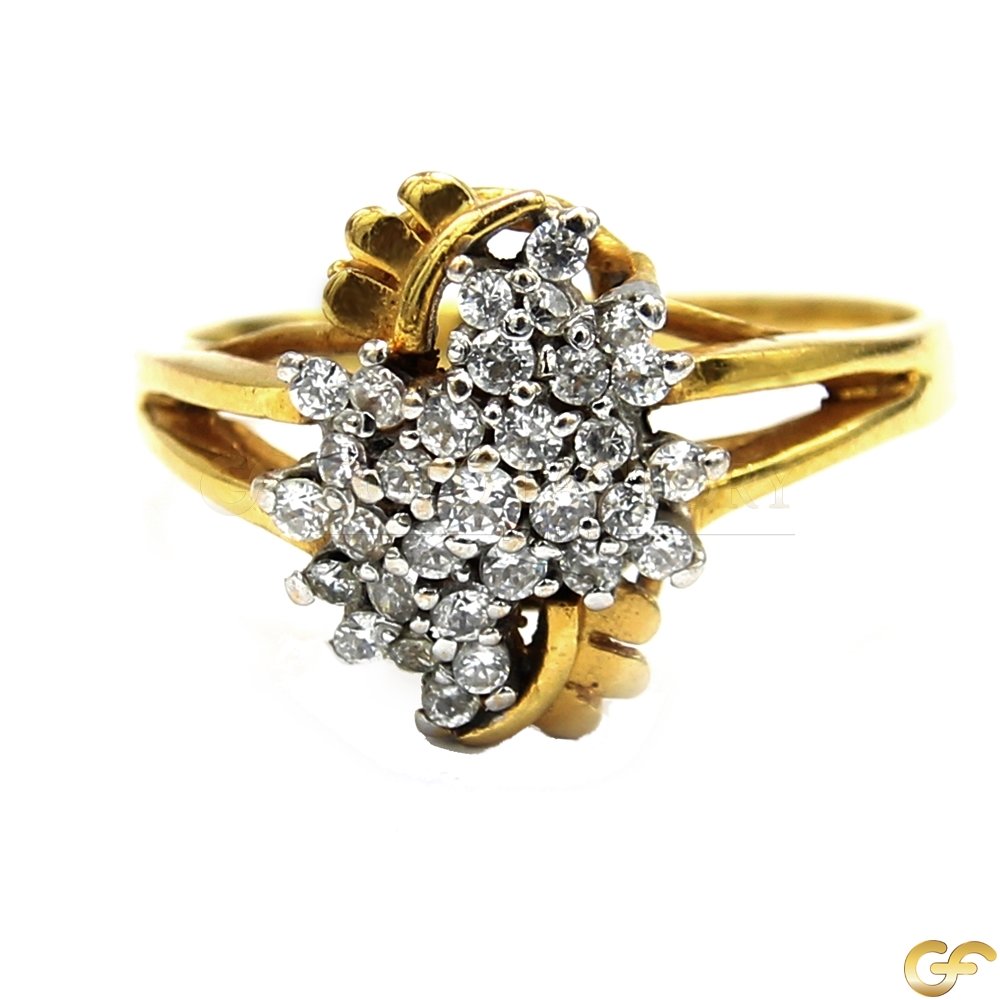 Beautiful Asymmetric Floral 18ct Gold Ring