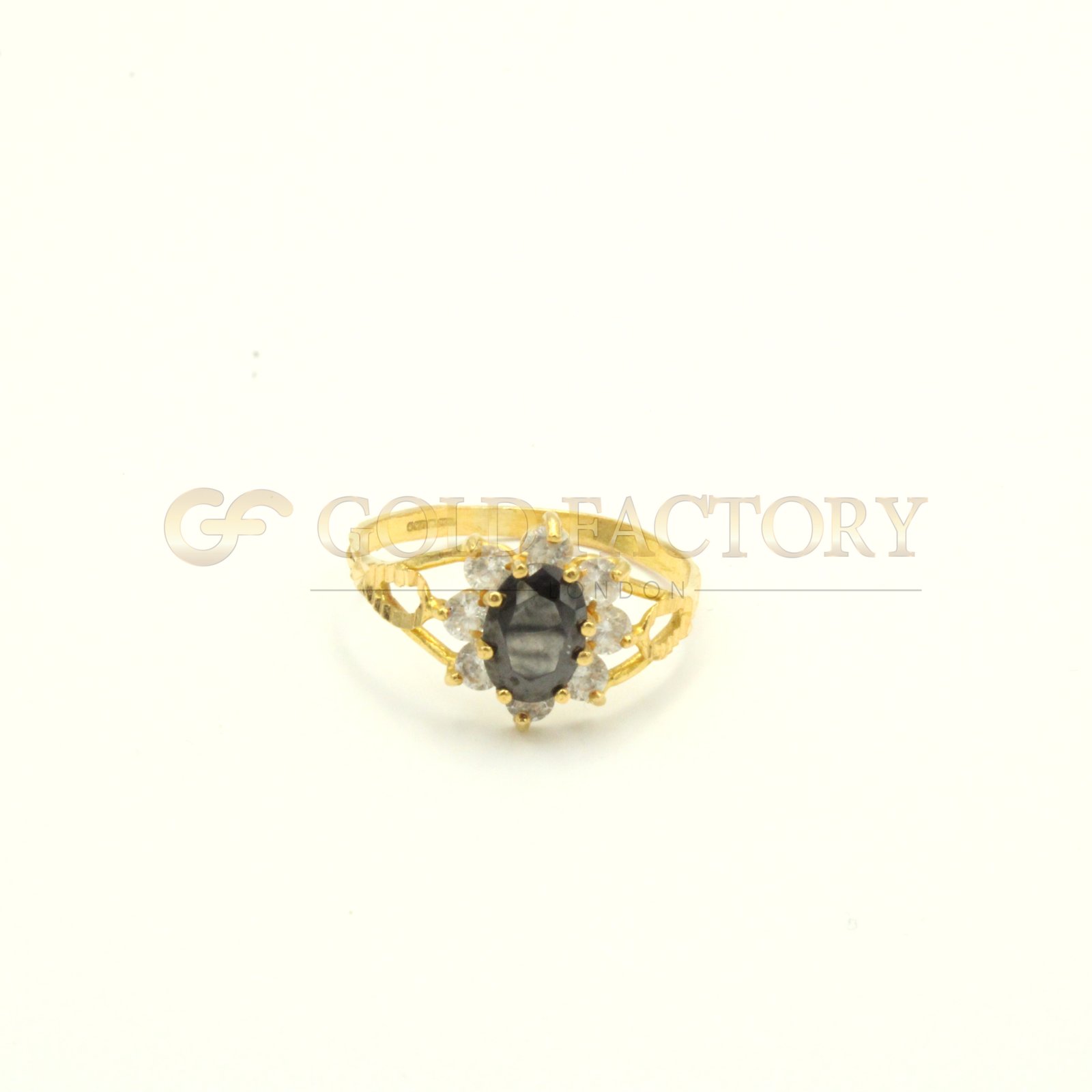 22ct Yellow Gold Ring with Black Stone