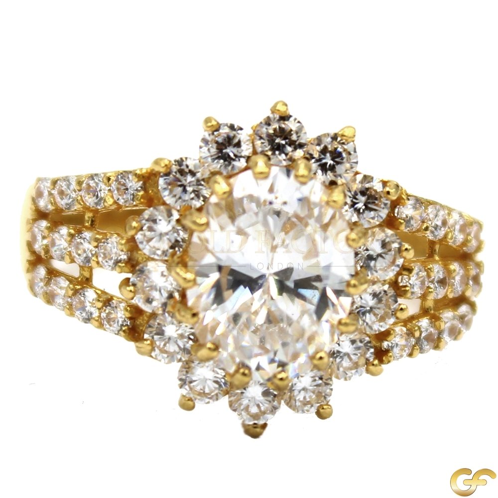 Stunning Gold Ring with White Cubic Zirconia