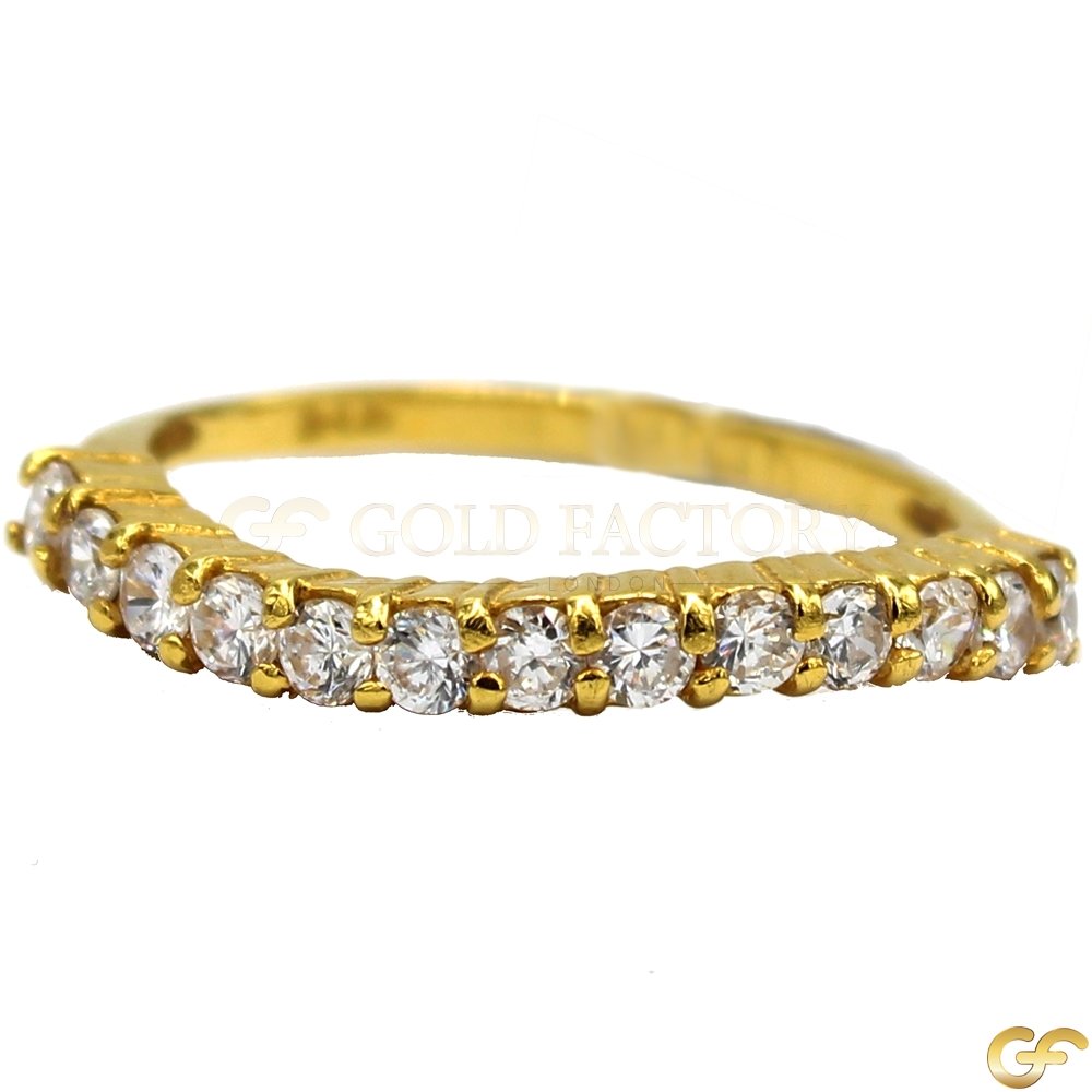 Single Row Half Eternity Style Gold Ring