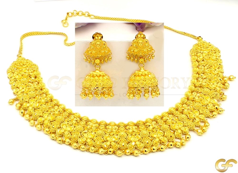 Elegant Collar Style Necklace Set with Highly Intricate Designwork