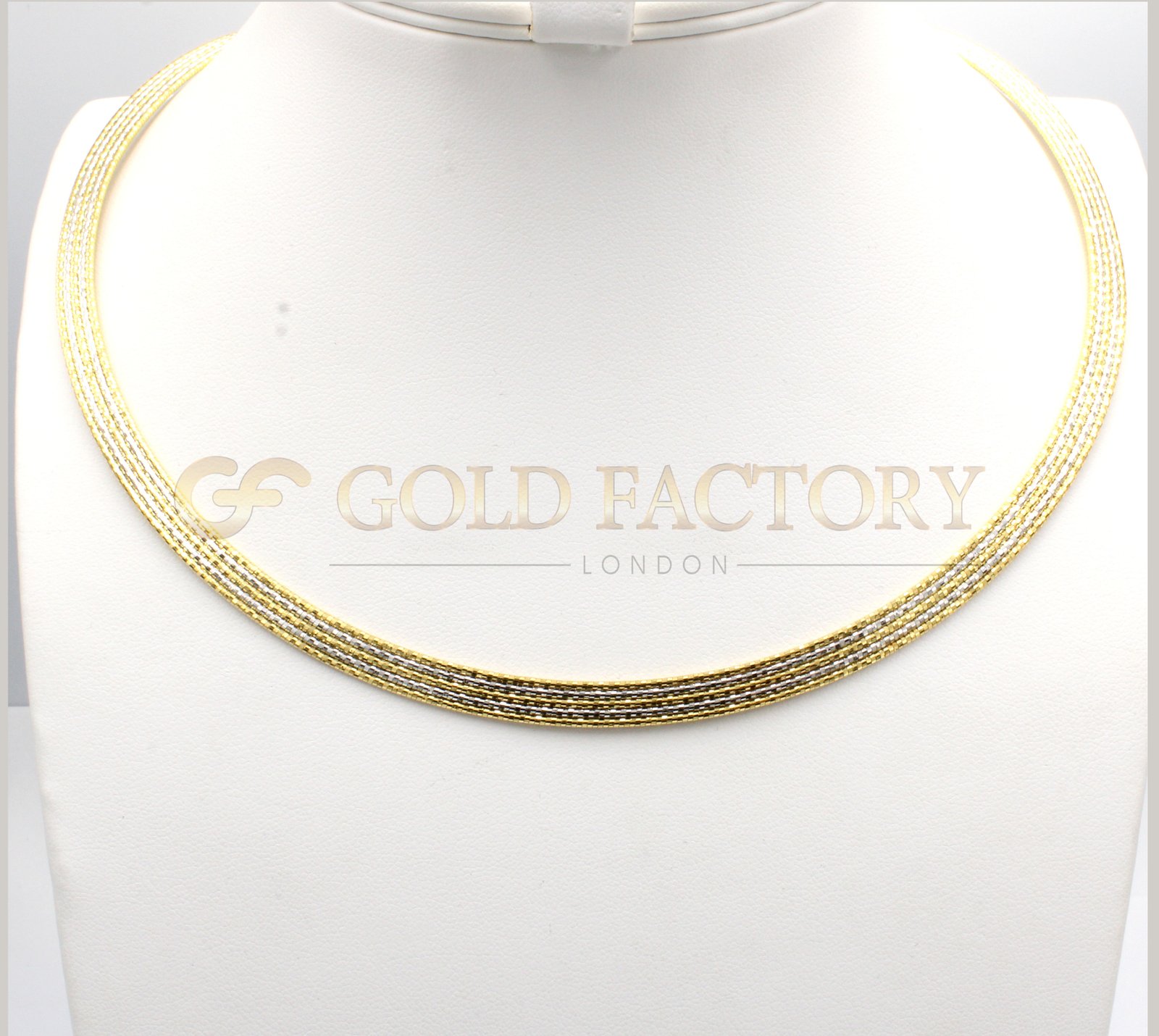 Sleek Flat Weave Style Two Toned Necklace