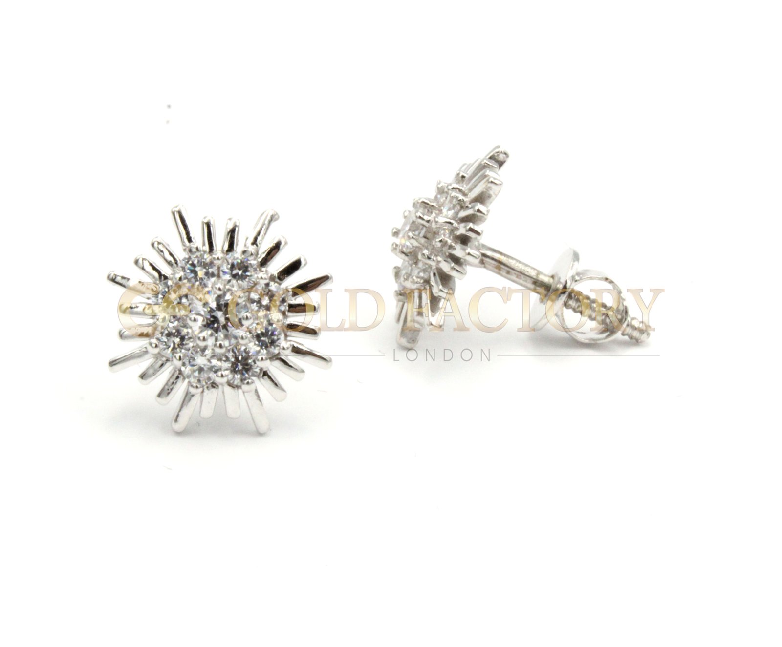 Bedazzling 18ct White Gold Studs with Central CZ Cluster Setting